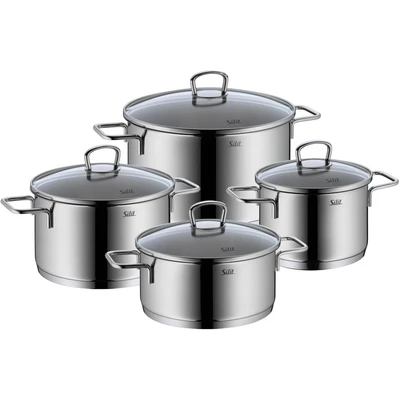 Abbildung von Silit Topf Set &quot;Alicante&quot;, Edelstahl 18/10, (Set, 8 tlg., Bratentopf mit Deckel Ø 20 cm, Fleischtopf 16/20/24 cm), Induktion