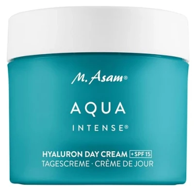 Abbildung von M. Asam AQUA INTENSE Hyaluron Day Cream SPF 15 (50 ml) Parfümfreie Feuchtigkeitscreme mit patentiertem Hyaluronsäurekomplex, 120h Feuchtigkeit, für sensible Haut