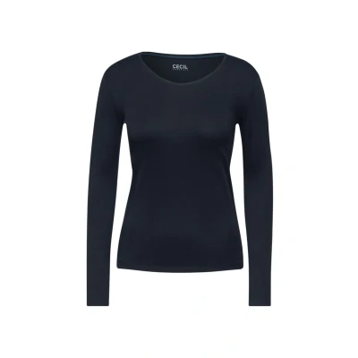Abbildung von Cecil MIT Rundhals Langarmshirt, Damen, Größe: XL, Blau