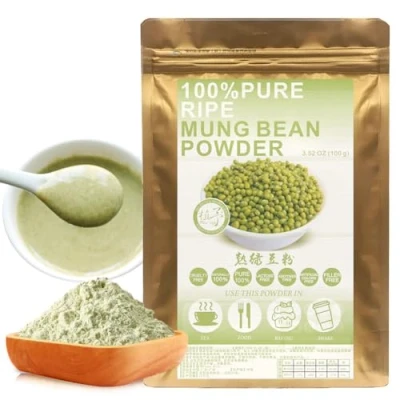 Abbildung von Plant Gift 100% Pure Mung Bean Powder 绿豆粉 Natürliches Pulver, Großes Aroma für Getränke, Smoothie, Joghurt, Backen, Kekse, Kuchen und Nicht GVO Kein Füllstoff 100G/3.25oz
