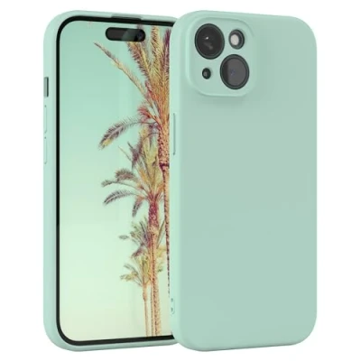 Abbildung von EAZY Case Silikonhülle für iPhone 15 Hülle Silikon Grün weich stoßfeste Handyhülle Schutzhülle mit Kameraschutz Dünn Premium Schutz Cover TPU Phone Bumper in Mint