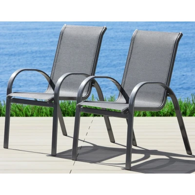 Abbildung von MERXX Gartenstuhl &quot;Amalfi&quot;, (Set), 2 St., 2er Set, Alu/Textil, stapelbar, anthrazit