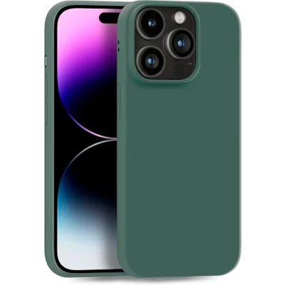 Abbildung von MyGadget Hülle kompatibel mit iPhone 14 Pro robuste Silikon Schutzhülle TPU Case Slim Silikonhülle Back Cover Ultra Kratzfest Handyhülle matt Olivgrün