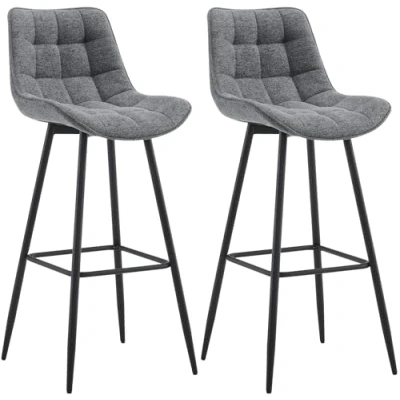 Abbildung von CLP 2er Set Barhocker Dartford I Gepolsterter Barstuhl Metall Gestell, Farbe:dunkelgrau, Material:Stoff