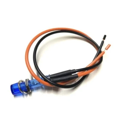 Abbildung von 12V Kontrollleuchte Blau mit Kabel und 8mm Gewinde Schraubbefestigung für Zündapp, Hercules, Kreidler, Motorrad, Roller, Scooter, Mofa, Moped, Mokick Hochwertige