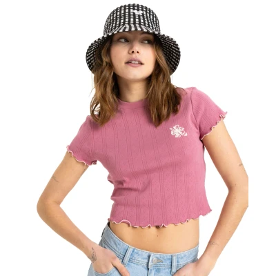 Abbildung von Roxy Pointelle BABY Tshirt print, Damen, Größe: Large, Pink