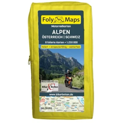 Abbildung von FolyMaps Motorradkarten Alpen Österreich Schweiz: 1:250 000 foliert wetterfest reißfest