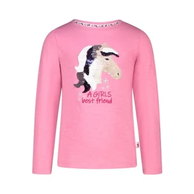 Abbildung von SALT AND PEPPER BY KIDS PARK Mädchen Langarmshirt mit Wendepailletten Pferd T Shirt, Cashmere Rose, 140 146