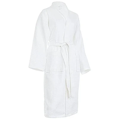 Abbildung von Brandsseller Bademantel Unisex XXXL Baumwolle Waffelpiqué leichter Hausmantel für Damen und Herren Weiß