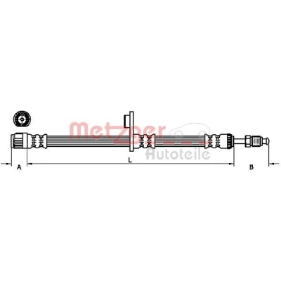 Abbildung von METZGER 4110925 Bremsschläuche 506 CITROËN: C8, PEUGEOT: 807