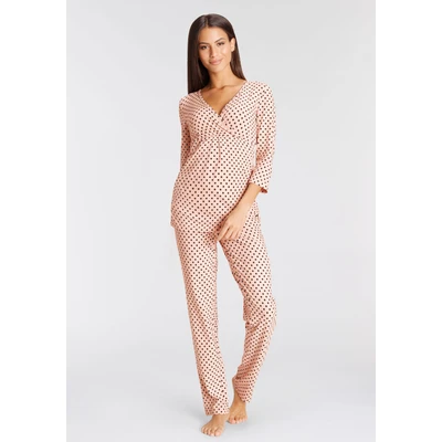 Abbildung von Lascana Maternity Nachtwäsche Set, Damen, Größe: 32/34, Beige/black