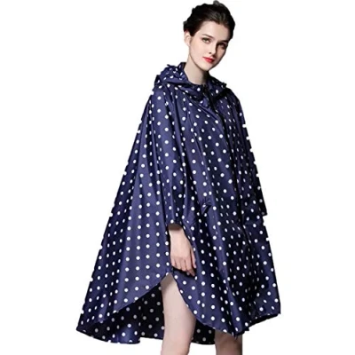 Abbildung von NUUR Damen Regenponcho Regenmantel Unisex Regenjacke Wasserdicht Regencape Wiederverwendbar mit KapuzeSchwarz Blumen