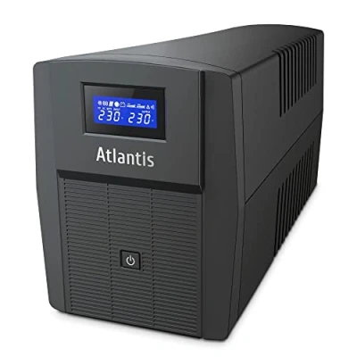 Abbildung von Atlantis A03 HP2003 Unterbrechungsfreie Sinuswelle 1500VA 900W Line Interactive, LCD Display, USB HID Anschluss, 3 IEC Ausgänge + 2 Schuko Steckdosen Alim Kabel, Akkus 12V 9Ah, Schutz RJ45