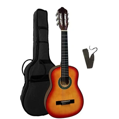 Abbildung von 1/4 GITARRE KONZERTGITARRE IM SET KINDERGITARRE CLASSIC SUNBURST DECKE LINDENHOLZ TASCHE BAND