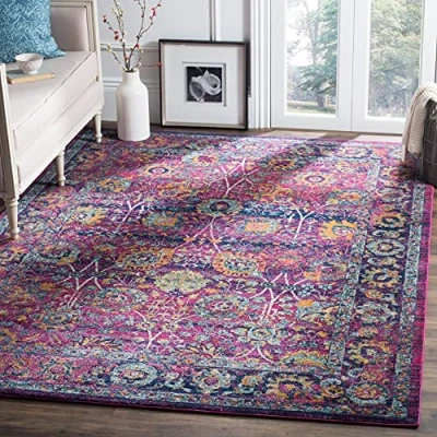 Abbildung von SAFAVIEH Traditionell Teppich für Wohnzimmer, Esszimmer, Schlafzimmer Granada Collection, Kurzer Flor, Fuchsia und Multi, 201 X 274 cm