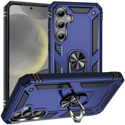 Abbildung von Verco Hybrid Armor Shield Case für Samsung Galaxy S24 Hülle, extrem robust mit Magnet Fingerring Halter Handyhülle 5G Panzerhülle, Blau
