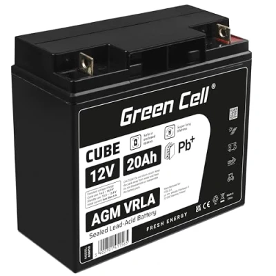 Abbildung von Green Cell® AGM 12V 20Ah Akku Vlies Batterie VRLA Blei Bleiakku Versorgungsbatterie Zyklenfest Wartungsfrei Caravan Photovoltaik Rollstuhl Solarspeicher Solarpanel Wohnwagen Roller
