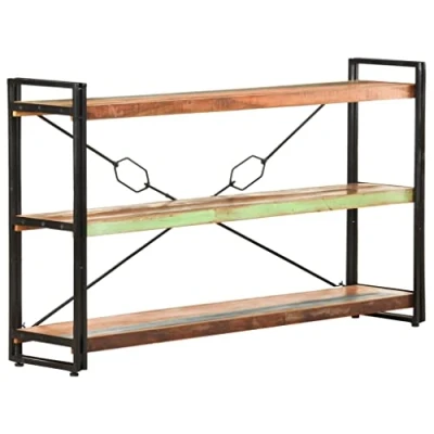 Abbildung von vidaXL Bücherregal 3 Fächer Industriestil Standregal Büroregal Wandregal Lagerregal Regal Haushaltsregal 140x30x80cm Altholz Massiv