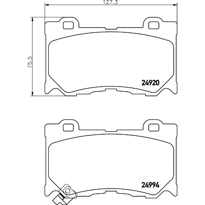 Abbildung von HELLA 8DB 355 014 841 Bremsbelagsatz mit akustischer Verschleißwarnung INFINITI: FX SUV, QX70 SUV