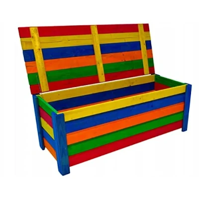 Abbildung von QLS Handels Gartenkiste Holzkiste Aufbewahrungsbox Woodenbox Garten Balkon 120 x 48 46 cm perfekt für den und Wohnung (Bunt #E06956)