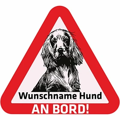Abbildung von Indigos UG Namensaufkleber Hund Englisch Cocker Spaniel Aufkleber mit Namen &amp; Wunschtext individuell personalisiert Auto Motorrad LKW