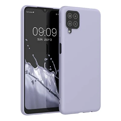 Abbildung von kwmobile Hülle kompatibel mit Samsung Galaxy A12 weiches TPU Silikon Case Cover geeignet für kabelloses Laden Lavendel