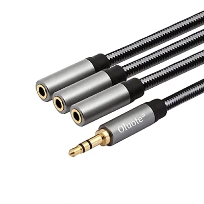 Abbildung von Oluote TRS 3.5mm Stecker auf 3*TRS Buchse Stereo Audio Verlängerungskabel, Kopfhörer Adapter Splitter Kabel, für Lautsprecher Smartphone MP3 PC (1.5M)