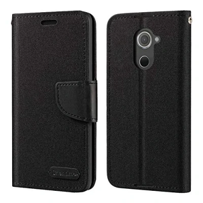 Abbildung von BlackBerry DTEK60 Schutzhülle, Oxford Leder, Brieftaschenhülle mit weicher TPU Rückseite, Magnetverschluss, für
