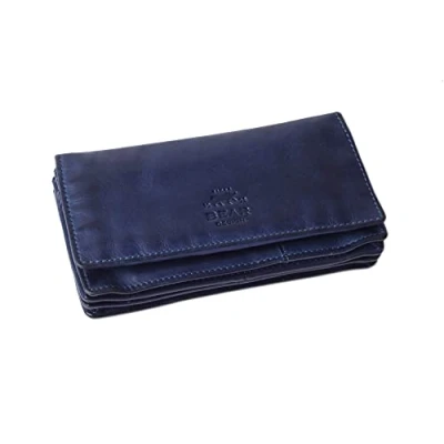 Abbildung von Bear Design Geldbörse &quot;Emma&quot; Leder Geldbeutel Damen mit RFID Schutz, Damenbörse, Portemonnaie, dunkelblau, 14 Kartenfächer, 15x9cm