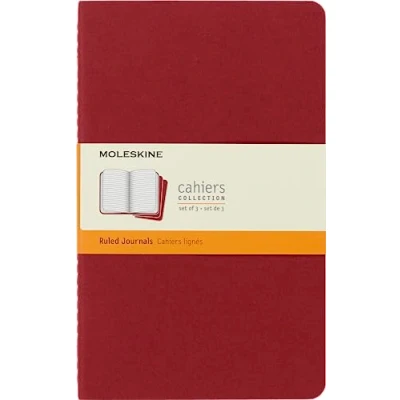 Abbildung von Moleskine S31014 Cahier Notizhefte (liniert, Large, Kartoneinband) 3 er Set preiselbeerrot