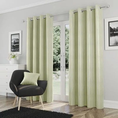 Abbildung von Enhanced Living Goodwood Vorhänge mit Ösen, wärmeisolierend, 117 x 137 cm, energiesparende und geräuschreduzierende für Wohnzimmer Schlafzimmer, Grün