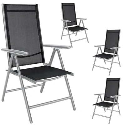 Abbildung von Casaria Gartenstuhl Bern (4 St), Klappbar Aluminium Wetterfest 8 Fach Verstellbar 120kg Belastbar