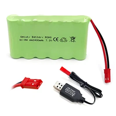 Abbildung von Gecoty® 7,2V 2400mAh Wiederaufladbarer NI MH AA Akkupack mit Ladekabel (JST Stecker)