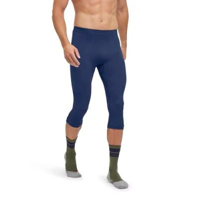 Abbildung von FALKE Herren Baselayer Hose Warm 3/4 M TI Funktionsmaterial schnelltrocknend 1 Stück, Blau (Space Blue 6116) neu umweltfreundlich, L