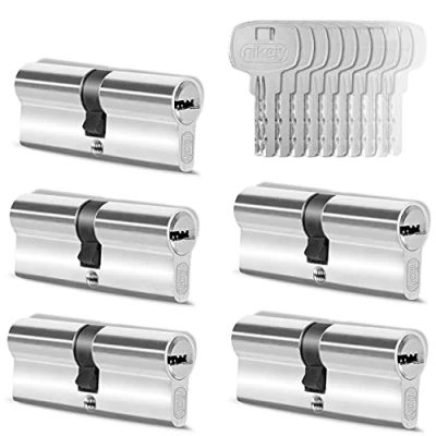 Abbildung von GERCAR 5x Schließzylinder gleichschließend 5 Profilzylinder 30/30 inkl. 25 Schlüssel 60 mm Doppelzylinder Türschloss Zylinderschloss gleichschliessendes 5er Set Länge: 60mm, A:30 B:30