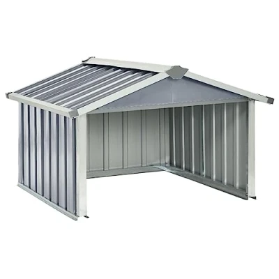 Abbildung von vidaXL Rasenmäher Garage Rasenroboter Mähroboter Dach Überdachung Unterstand Sonnenschutz Mährobotergarage 92x97x63cm Verzinkter Stahl Grau