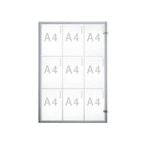 Abbildung von MAUL Schaukasten A4 MAULextraslim Vitrine mit 9 x DIN Seiten Infotafel Aluminiumrahmen und Glastür Platzsparende Flache Bauweise Abschließbar Schloss Aluminium