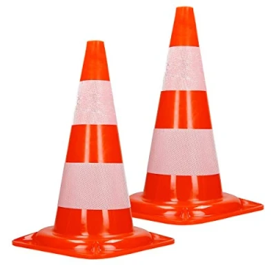 Abbildung von ECD Germany Warndreieck Verkehrsleitkegel aus PVC mit 2 reflektierenden Streifen, Komplett Set, tlg., Verkehrskegel Pylone 47cm Warnleitkegel Warnkegel Leitkegel