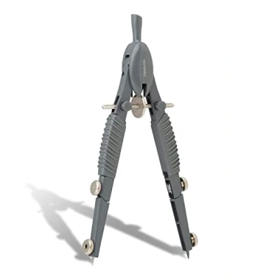 Abbildung von Aristo AR55816 Topline Mat Series Schnellverstellzirkel (Kreise bis 370 mm Durchmesser, Ersatzminen, Schenkel aus Zinkdruckguss) grau