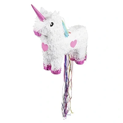 Abbildung von Unicorn Pinata 3d Pull weiß mit Herzen