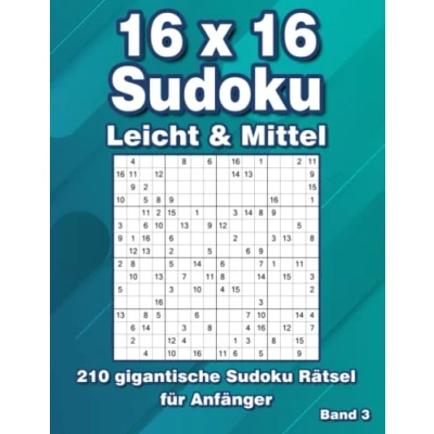 Abbildung von 16 x Sudoku: 210 Große Sudoku Rätsel in Leicht &amp; Mittel