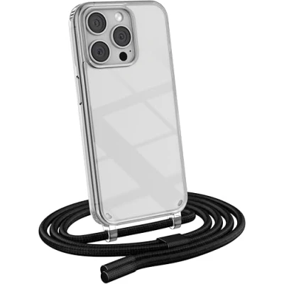 Abbildung von MyGadget Handykette für Apple iPhone 15 Pro Hülle mit Band Handyhülle Handyband zum Umhängen Kordel Schnur Case Schutzhülle Schwarz
