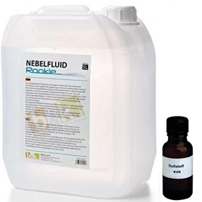 Abbildung von 5 Liter DJPower Nebelfluid ROOKIE + 30 ml Duftstoff Rum, Smoke Fluid, Nebel Fluid Flüssigkeit für Nebelmaschine