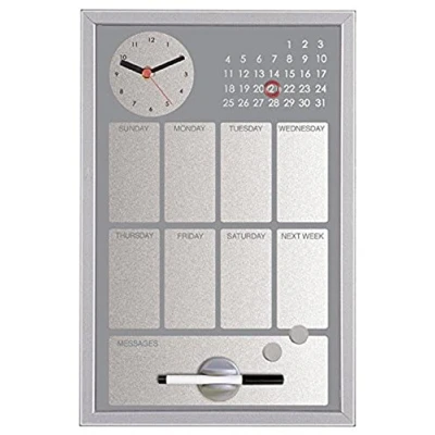 Abbildung von Bi Office CG016652 Easy Black Planer mit integrierter Uhr und Wochenkalender, MDF Rahmen, lackierter Stahl, 30 x 45 cm, grau