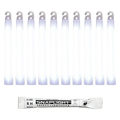 Abbildung von Cyalume SnapLight Knicklichter in weiß (100 er Pack) 15 cm Glow Sticks mit Haken am Ende ultra helle Light einer Leuchtdauer von 8 Stunden