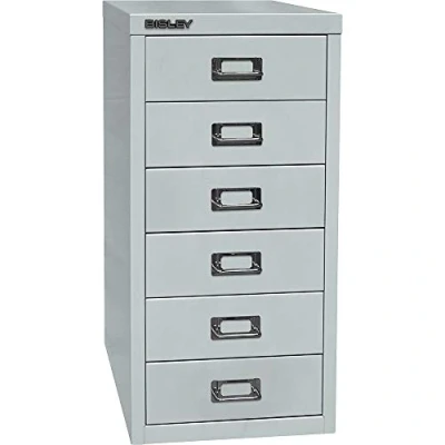Abbildung von BISLEY MultiDrawer, 29er Serie, DIN A4, 6 Schubladen, Metall, 645 Lichtgrau, 38 x 27.9 59 cm