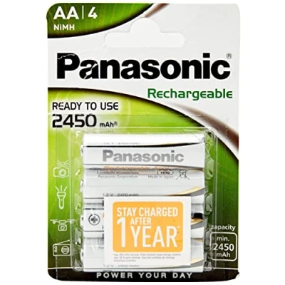 Abbildung von Panasonic NiMH Mignon AA 2450mAh, AA, Nickel Metallhydrid (NiMH), 1,2 V, 4 Stück(e), 2450 mAh