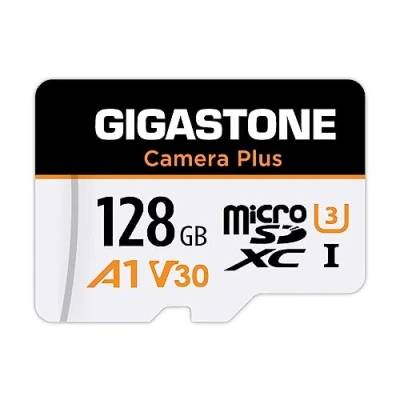 Abbildung von [GIGASTONE] 128GB Micro SD Karte, Kamera Plus, Action Kamera, Sportkamera, Hochgeschwindigkeit 100 MB/s, 4K Videoaufzeichnung, MicroSDXC UHS I A1 V30 U3 Klasse 10 Speicherkarte
