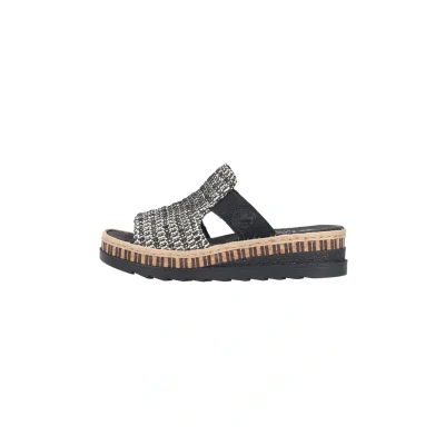 Abbildung von Rieker Keilpantolette Sommerschuh, Strandschuh, Urlaubschuh, Plateau, mit Stretcheinsatz