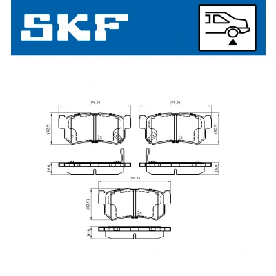 Abbildung von SKF VKBP 90576 A Bremsbelagsatz mit akustischer Verschleißwarnung SSANGYONG: Rexton / 2, Actyon Sports I Pickup, Kyron